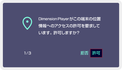 位置情報へのアクセス許可要求画面